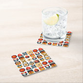 Folk Art Retro Blumenmosaik Gemütlichkeit Rechteckiger Pappuntersetzer (Vor Ort)