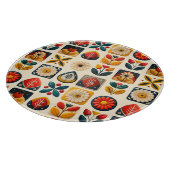 Folk Art Retro Blumenmosaik Gemütlichkeit Schneidebrett (Ecke)