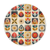 Folk Art Retro Blumenmosaik Gemütlichkeit Schneidebrett (Vorderseite)