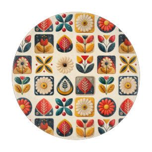 Folk Art Retro Blumenmosaik Gemütlichkeit Schneidebrett