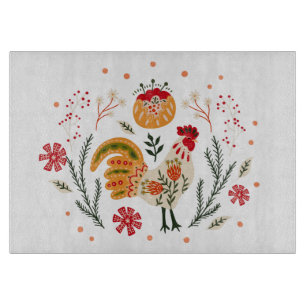 Folk Art Rooster Schneidebrett