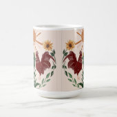 Folk Art Rooster Sunshine Symmetrisches Design Kaffeetasse (Mittel)