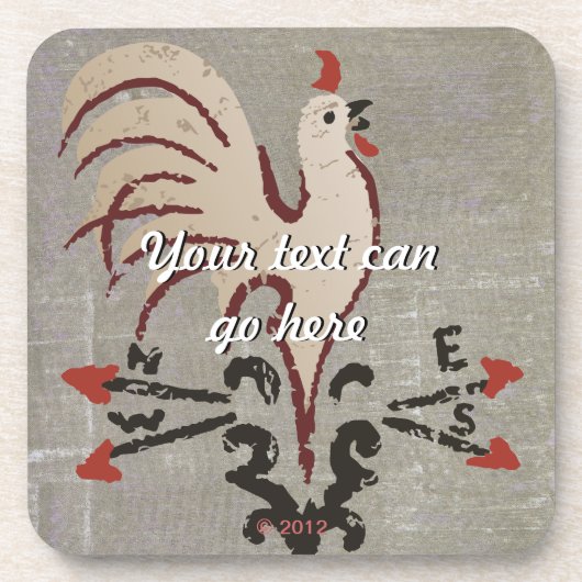 Folk Art Rooster Untersetzer (Vorderseite)