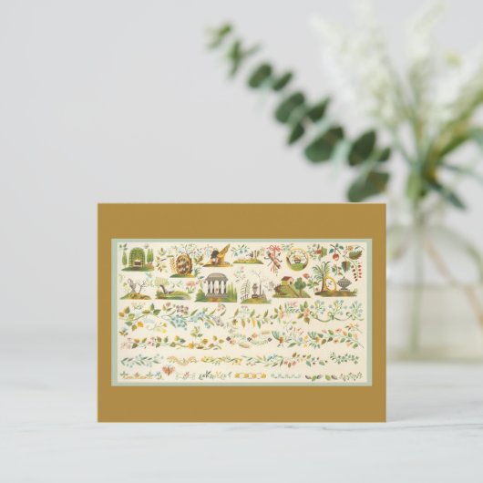 Folk Art Sampler Postkarte (Stehend Vorderseite)