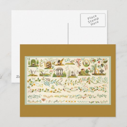 Folk Art Sampler Postkarte (Vorne/Hinten)