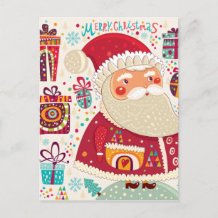 Folk Art Santa Claus Feiertagspostkarte