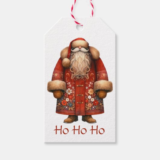 Folk Art Santa Claus Geschenkanhänger (Vorderseite)