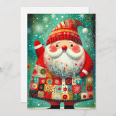 Folk Art Santa Feiertagskarte (Vorne/Hinten)