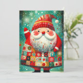 Folk Art Santa Feiertagskarte (Stehend Vorderseite)
