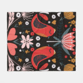 Folk art scandinavian colourful pattern with flora fleecedecke (Vorderseite (Horizontal))
