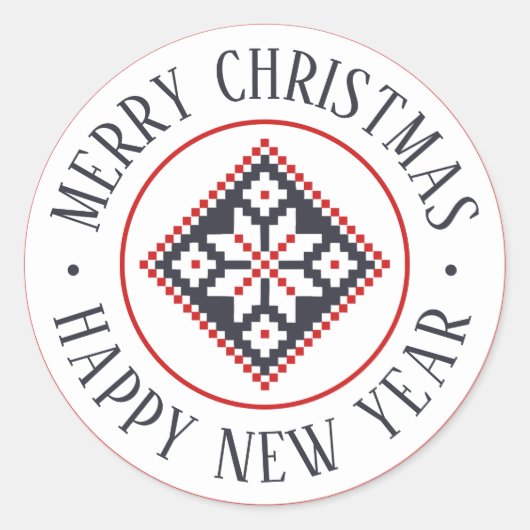 Folk Art Slavic Zeitgenössische Weihnachten Runder Aufkleber (Vorderseite)