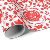 Folk Art Sleeping Fox Gift Geschenkpapier (Rolleneckpunkt)