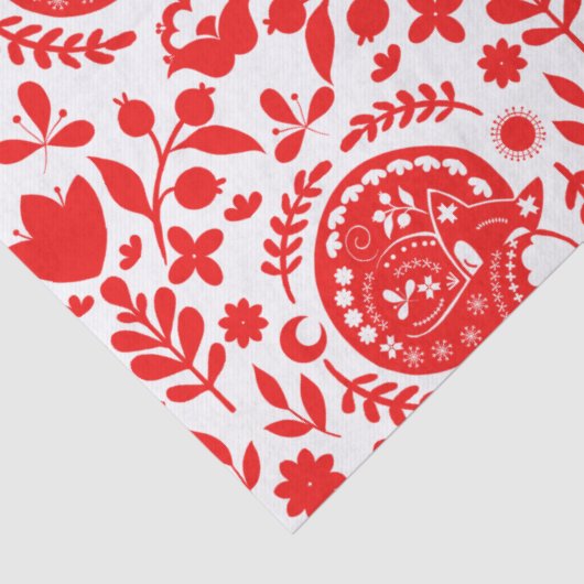 Folk Art Sleeping Fox Gift Seidenpapier (Detail)