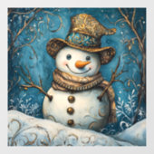 Folk Art Snowman Fensteraufkleber (Blatt)