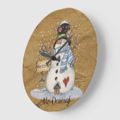 Folk Art Snowman in der Altzeitung Große Wanduhr (Winkel)