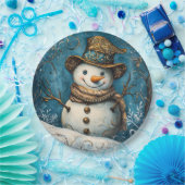 Folk Art Snowman Pappteller (Party)