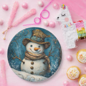 Folk Art Snowman Pappteller (Party)