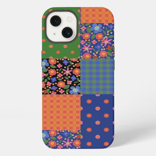 Folk-Art-Stil-Faux-Patchwork-iPad-Etuik-Case-Mate iPhone Hülle (Rückseite)