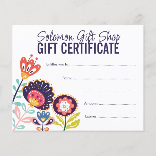 Folk Art Store Shop Gift Voucher Certificate (Vorderseite)