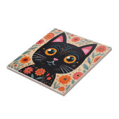 Folk Art Style Black Cat Fliese (Seite)
