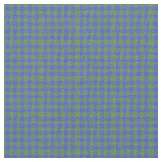 Folk Art Style Blue Green Karo Gingham Fabric Stoff (Nahaufnahme)