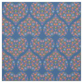Folk Art Style Blumenherz auf Blue Custom Fabric Stoff (Muster)
