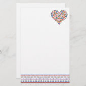 Folk Art Style Border and Heart Stationery Briefpapier (Vorne/Hinten)