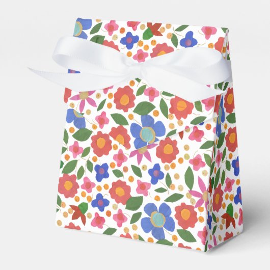 Folk Art Style Floral Mini-Print Zelt Gefallen Box Geschenkschachtel (Vorderseite)