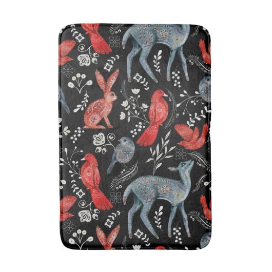 Folk-art style floral  pattern designs badematte (Vorderseite Vertikal)