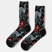 Folk-art style floral  pattern designs socken (Linkes Detail)