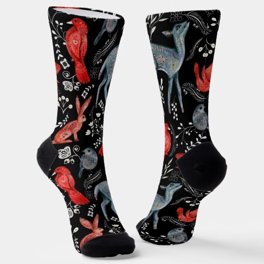 Folk-art style floral  pattern designs socken (Gewinkelt)