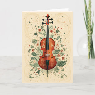 Folk Art Style Scandi Weihnachtsgrün Cello Feiertagskarte