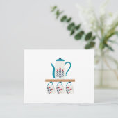Folk Art Tea Pot Postkarte (Stehend Vorderseite)