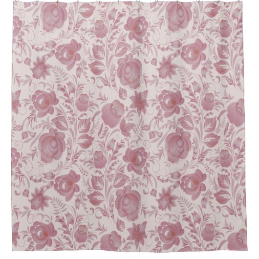 Folk Art Tole Paint Fast Mauve Rose Duschvorhang (Vorderseite)