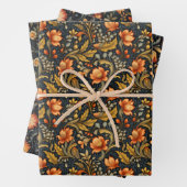 Folk Art Tole Painting Style Blumenmuster Geschenkpapier Set (Beispiel)