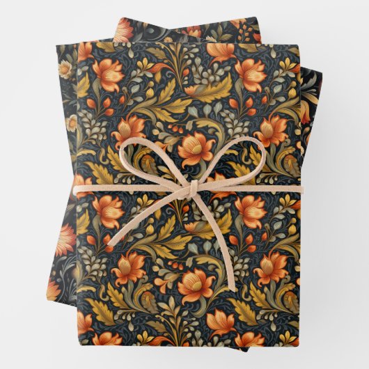 Folk Art Tole Painting Style Blumenmuster Geschenkpapier Set (Beispiel)