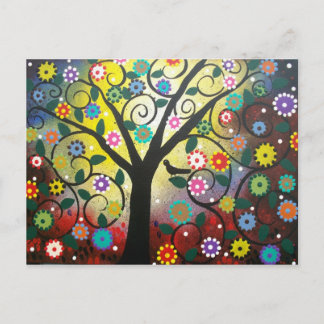 FOLK ART Tree of Colors by LORI EVERETT Postcard Postkarte