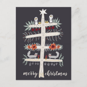 Folk Art Tree of Life Weihnachtsfeiertag CUSTOM Postkarte