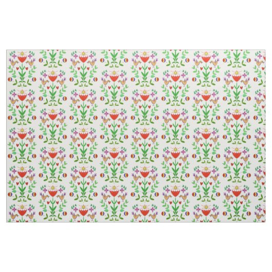 Folk Art Tulip und Birds Fabric Stoff (Fat Quarter (45,7 x 55,9 cm))