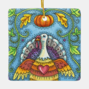 FOLK ART TÜRKEI, FARBEN DES ERNTEDANKS SAISONAL KERAMIKORNAMENT