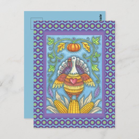 FOLK ART TÜRKEI, FARBEN DES ERNTEDANKS SAISONAL POSTKARTE (Vorne/Hinten)