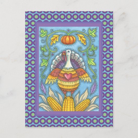 FOLK ART TÜRKEI, FARBEN DES ERNTEDANKS SAISONAL POSTKARTE (Vorderseite)