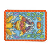FOLK ART TURKEY & CORN ERNTEDANK MAGNET Urlaub (Horizontal)