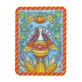 FOLK ART TURKEY & CORN ERNTEDANK MAGNET Urlaub
