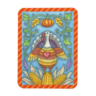 FOLK ART TURKEY & CORN ERNTEDANK MAGNET Urlaub