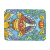 FOLK ART TURKEY & CORN ERNTEDANK MAGNET Urlaub (Horizontal)