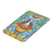FOLK ART TURKEY & CORN ERNTEDANK MAGNET Urlaub (Linke Seite)