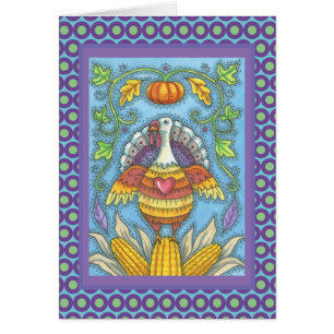 FOLK ART TURKEY ERNTEDANK GREETING CARD Blank