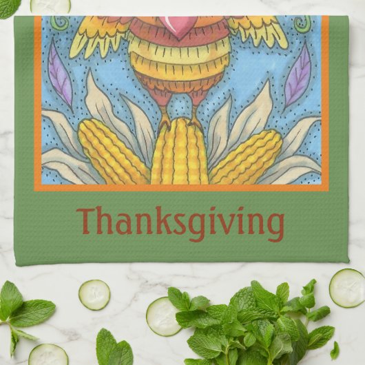 FOLK ART TÜRKEY ERNTEDANK URLAUB KÜCHE TOWEL GESCHIRRTUCH (Gefaltet)