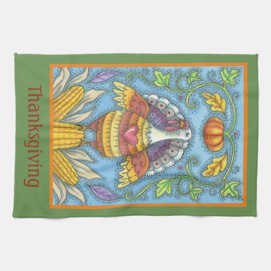 FOLK ART TÜRKEY ERNTEDANK URLAUB KÜCHE TOWEL GESCHIRRTUCH (Horizontal)